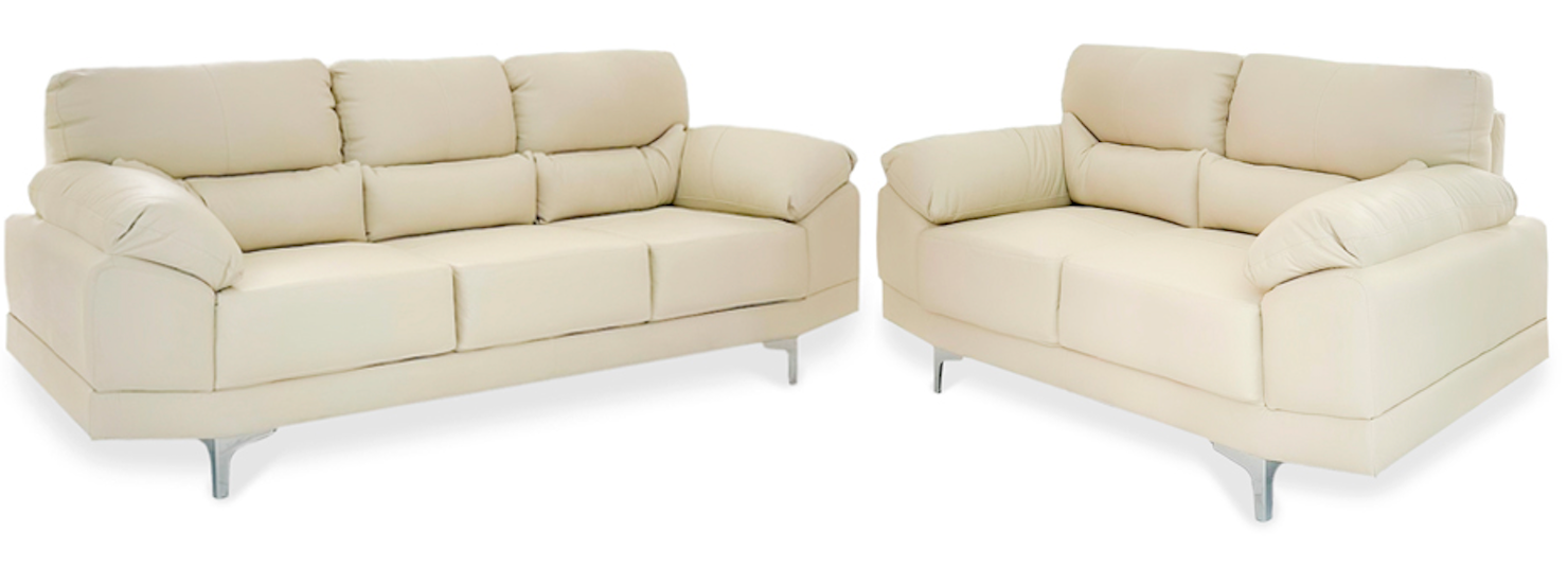 Sala de Piel Genuina Sofá y Love Seat, Mod. Lisboa, dos piezas, 5 plazas