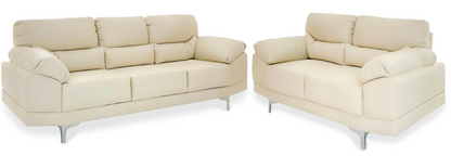 Sala de Piel Genuina Sofá y Love Seat, Mod. Lisboa, dos piezas, 5 plazas