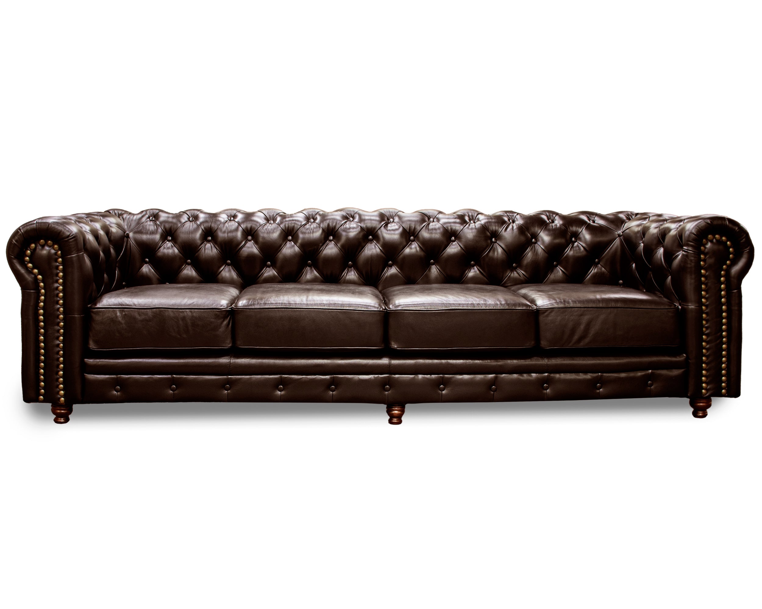 Sofá de Piel Genuina 100%,  Mod. Chesterfield, 3 mts, 4 plazas.