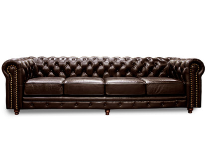 Sofá de Piel Genuina 100%,  Mod. Chesterfield, 3 mts, 4 plazas.
