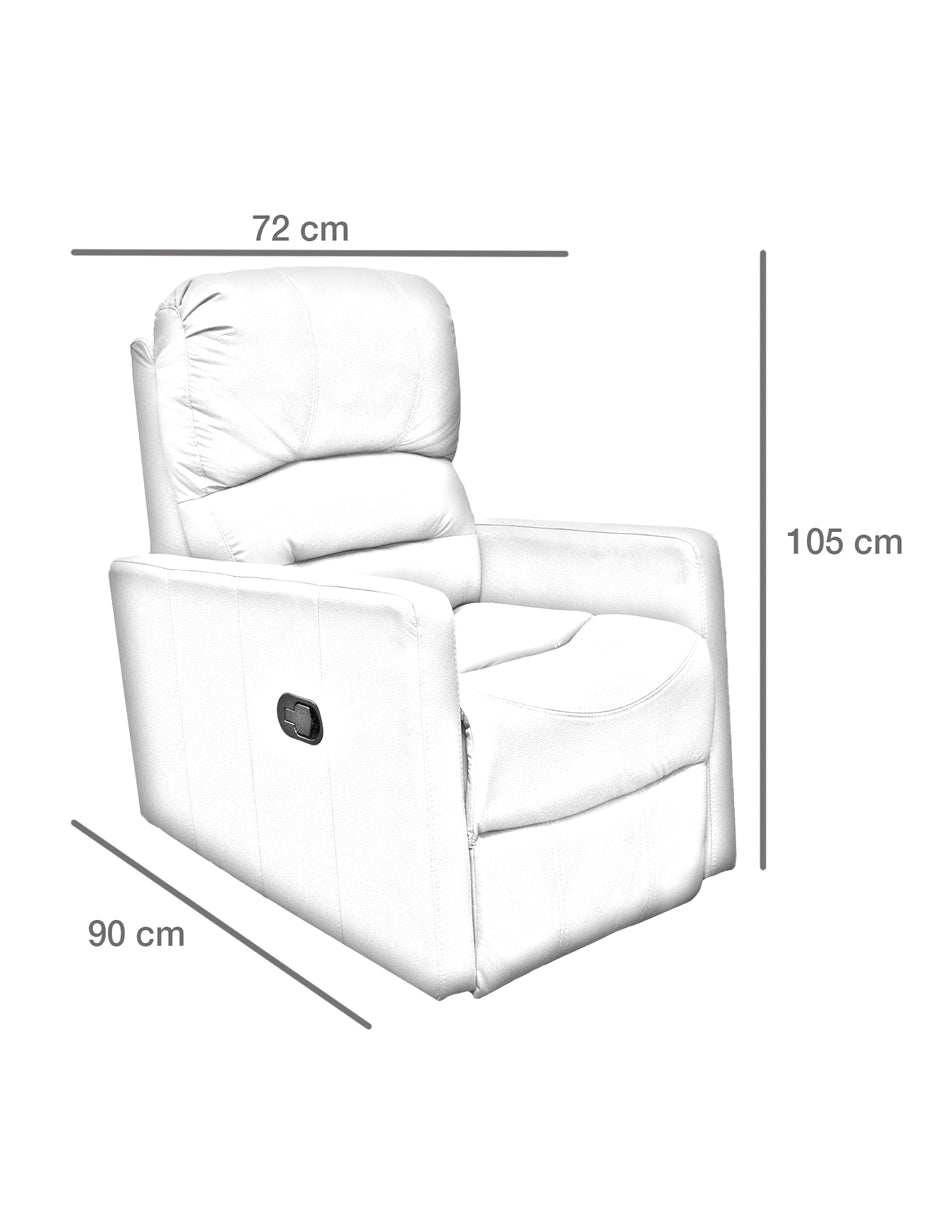 Sillón Individual Reclinable de Piel Genuina Mod. Charly 3 posiciones, acción mecánica.