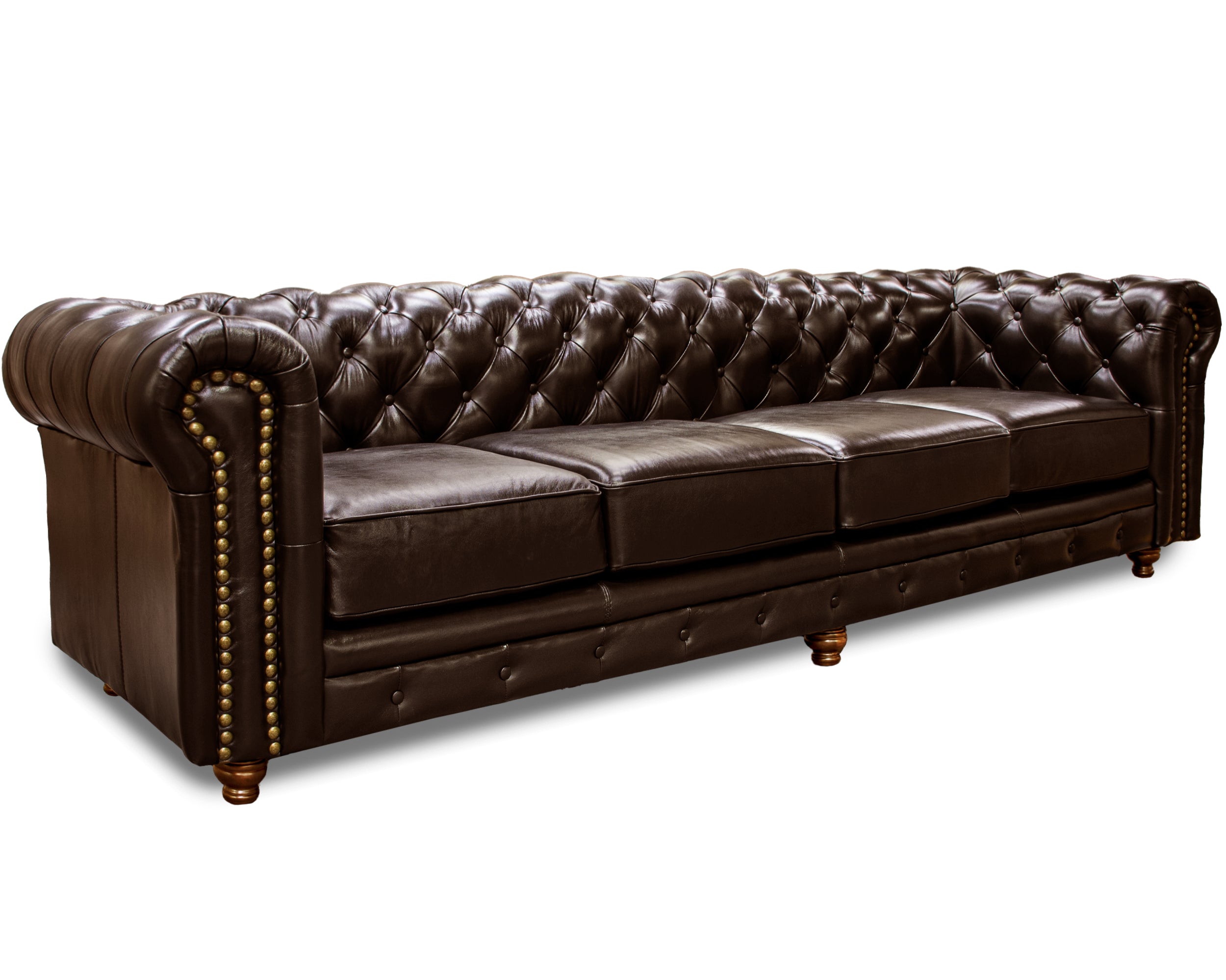 Sofá de Piel Genuina 100%,  Mod. Chesterfield, 3 mts, 4 plazas.