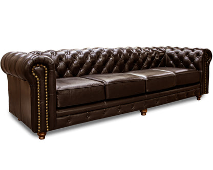 Sofá de Piel Genuina 100%,  Mod. Chesterfield, 3 mts, 4 plazas.