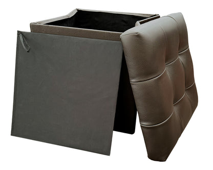 Taburete Plegable, ottoman, banco de piel genuina con almacenamiento 40 x 40cm