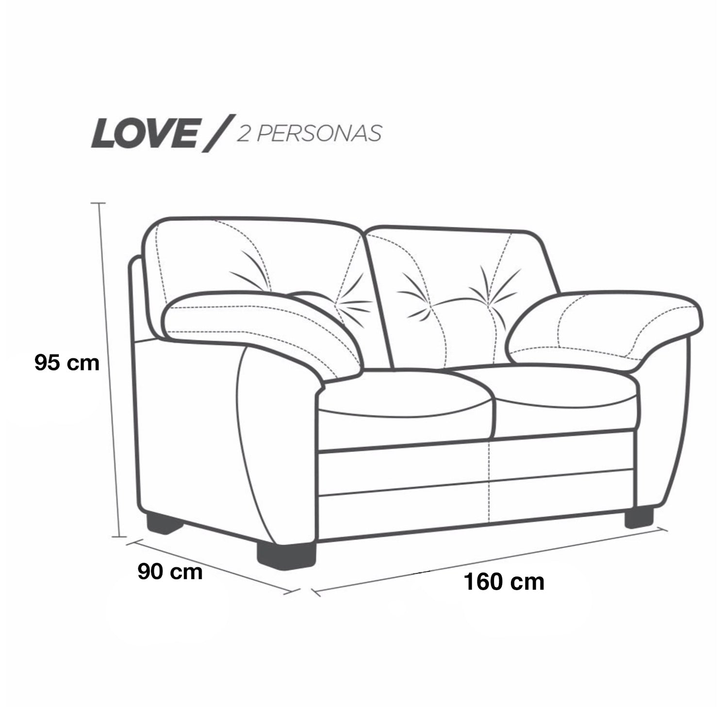Love seat  de Piel Genuina Mod. Toscana 2 plazas