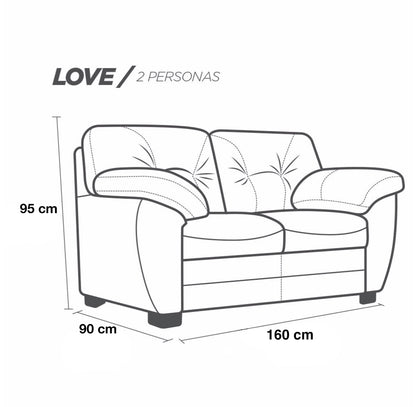 Love seat  de Piel Genuina Mod. Toscana 2 plazas