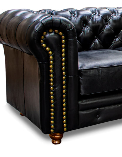 Sofá de Piel Genuina 100%,  Mod. Chesterfield, 3 mts, 4 plazas.