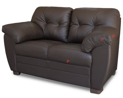 Sala de Piel Genuina Sofá y Love Seat, Mod. Derby, dos piezas, 5 plazas