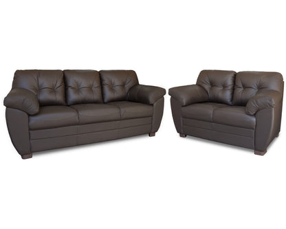 Sala de Piel Genuina Sofá y Love Seat, Mod. Derby, dos piezas, 5 plazas