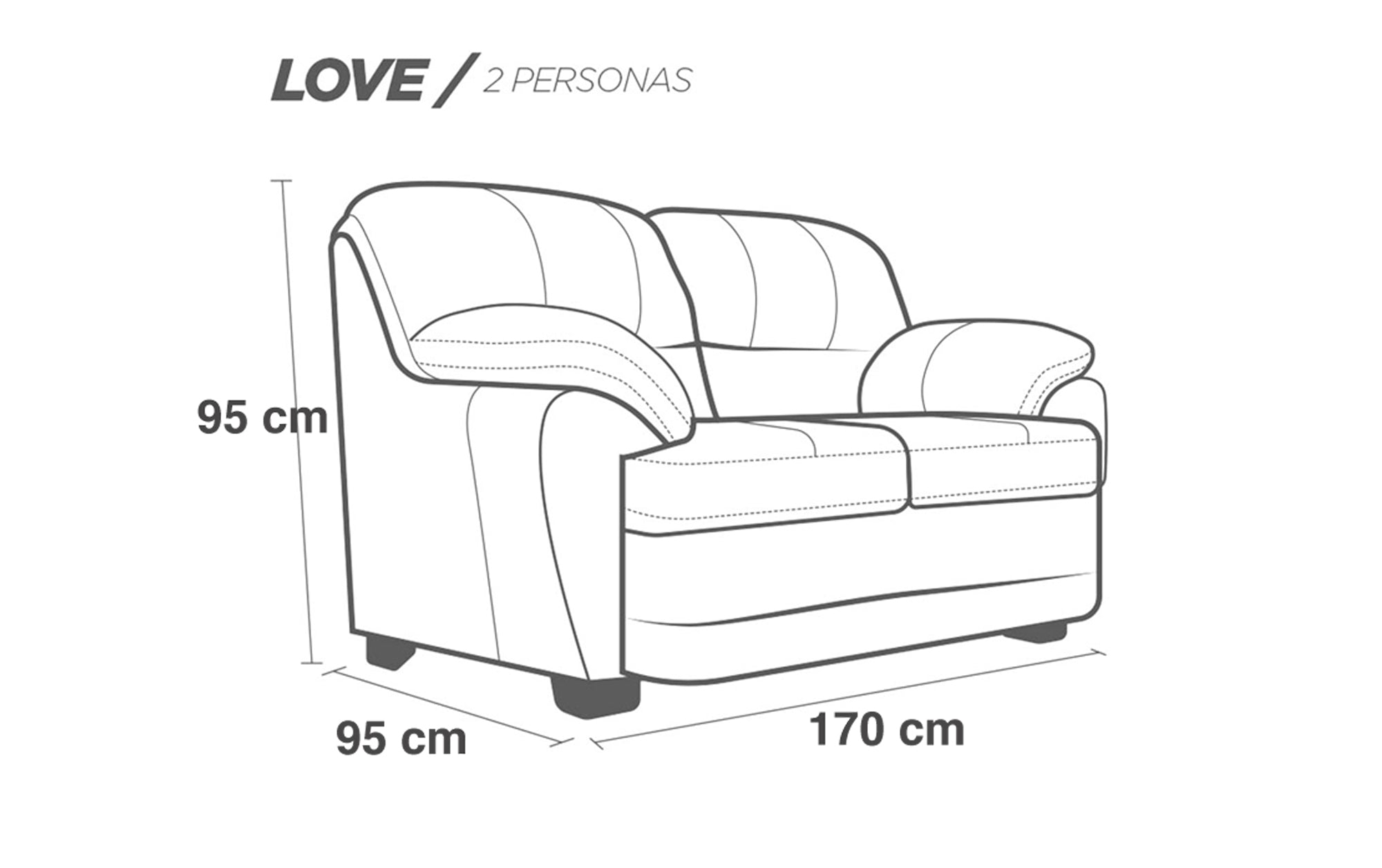 Love seat  de Piel Genuina Mod. Florencia 2 plazas