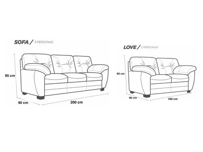 Sala de Piel Genuina Sofá y Love Seat, Mod. Derby, dos piezas, 5 plazas