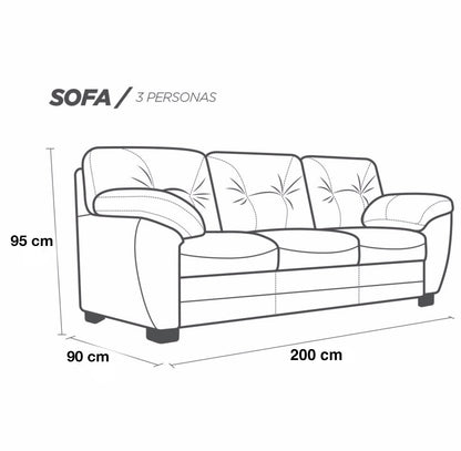 Sofá de Piel Genuina Mod. Derby 3 plazas
