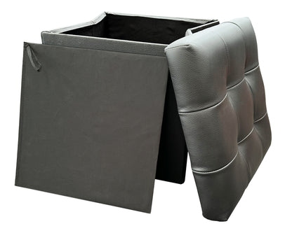 Taburete Plegable, ottoman, banco de piel genuina con almacenamiento 40 x 40cm