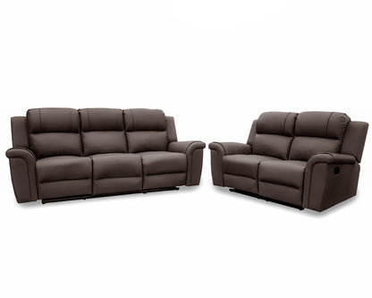 Sala de Piel Genuina con Reclinables Sofa y Love seat, Mod. Helena 5 plazas.