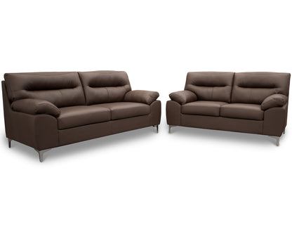 Sala de Piel Genuina Sofá y Love Seat, Mod. Isabela, dos piezas, 5 plazas.