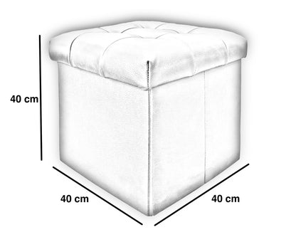 Taburete Plegable, ottoman, banco de piel genuina con almacenamiento 40 x 40cm