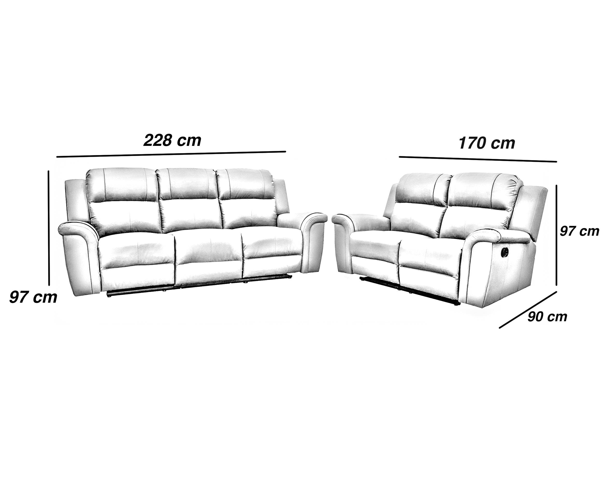 Sala de Piel Genuina con Reclinables Sofa y Love seat, Mod. Helena 5 plazas.