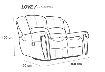 Love Seat de Piel Genuina con Reclinables, Mod. Magnus 2  plazas.