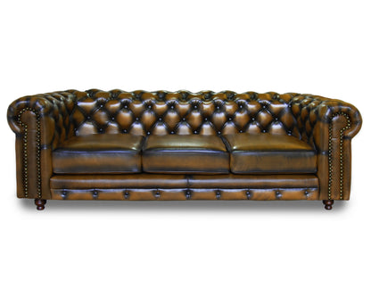 Sofá de de Piel Genuina 100%, Mod. Chesterfield Deslavado