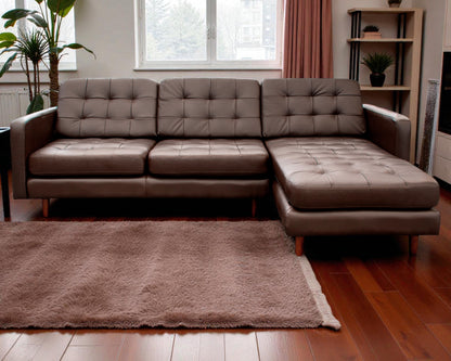 Sala esquinera de Piel Genuina Derecha e Izquierda piezas únicas, Mod.  Noruega color Chocolate