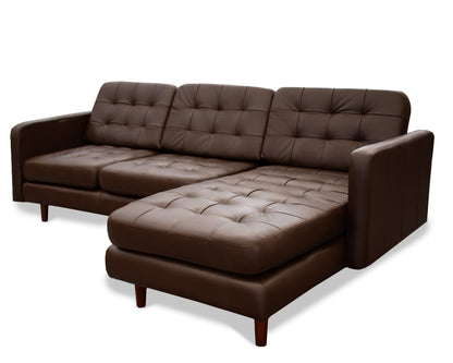 Sala esquinera de Piel Genuina Derecha e Izquierda piezas únicas, Mod.  Noruega color Chocolate