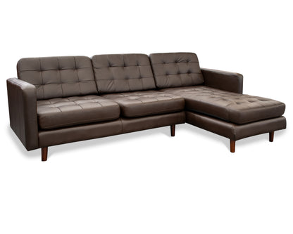 Sala esquinera de Piel Genuina Derecha e Izquierda piezas únicas, Mod.  Noruega color Chocolate