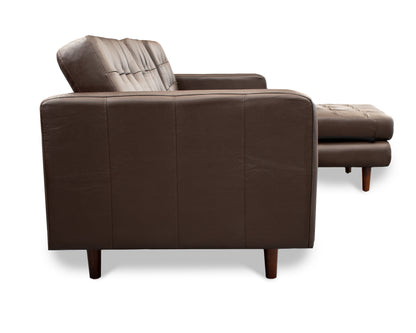 Sala esquinera de Piel Genuina Derecha e Izquierda piezas únicas, Mod.  Noruega color Chocolate