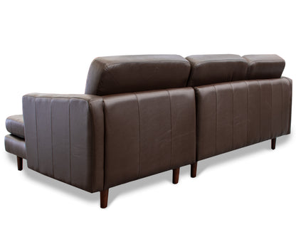 Sala esquinera de Piel Genuina Derecha e Izquierda piezas únicas, Mod.  Noruega color Chocolate