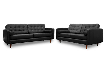Sala de Piel Genuina Sofá y Love Seat, Mod. Noruega, dos piezas, 5 plazas.