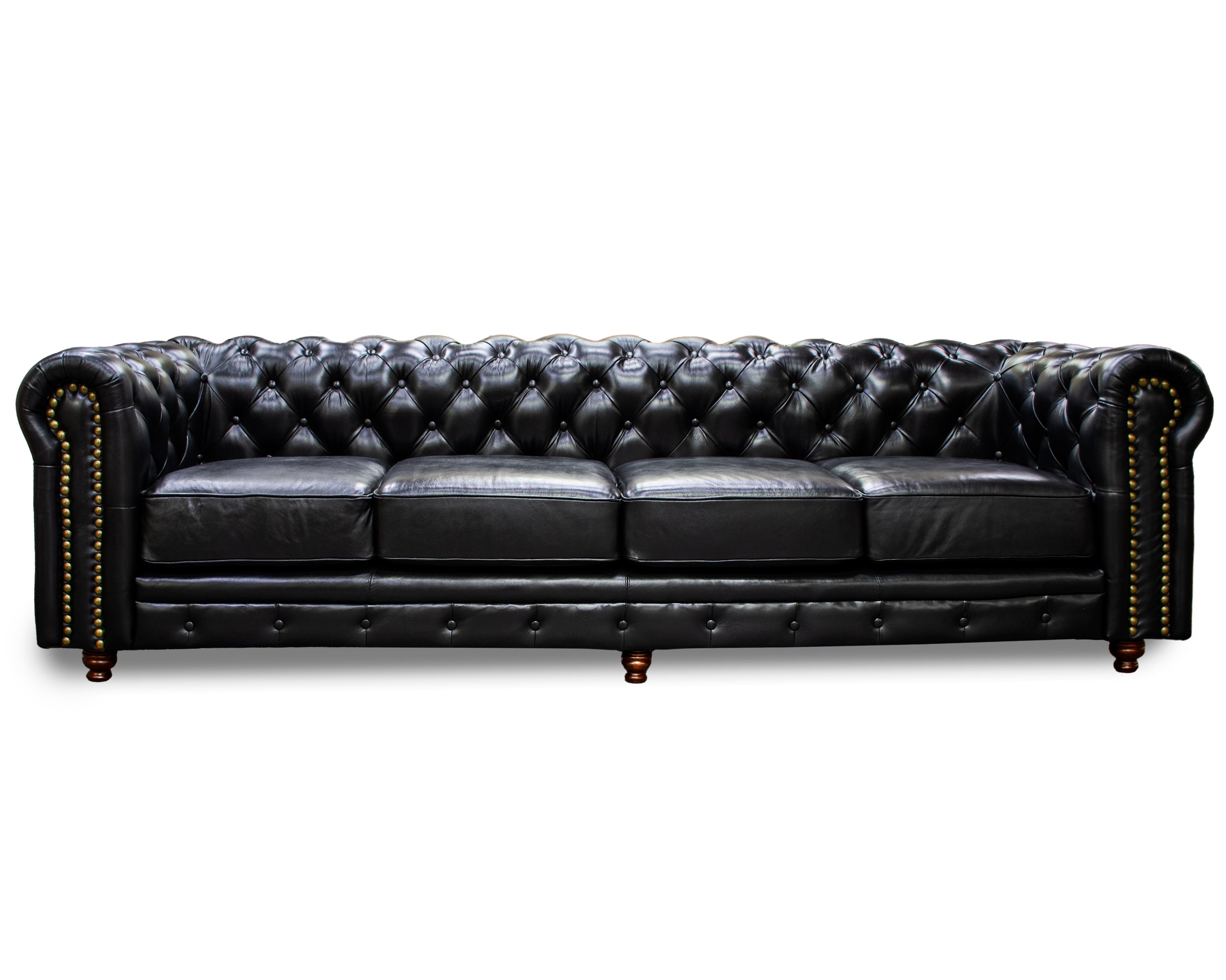 Sofá de Piel Genuina 100%,  Mod. Chesterfield, 3 mts, 4 plazas.