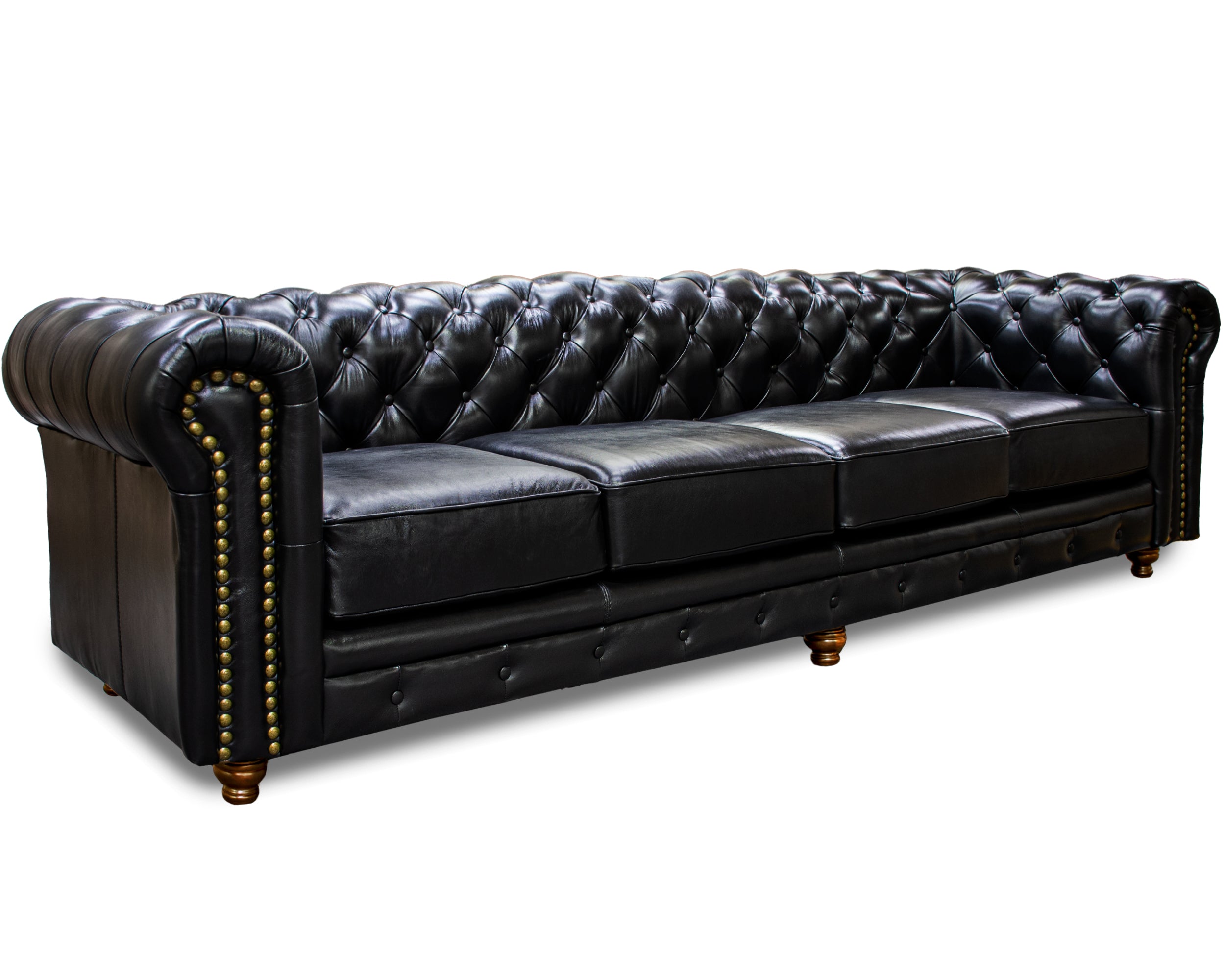 Sofá de Piel Genuina 100%,  Mod. Chesterfield, 3 mts, 4 plazas.
