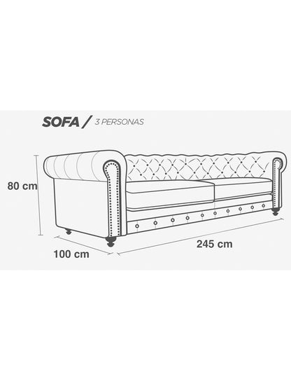 Sala de Piel Genuina 100% Sofá y Love Seat, Mod. Chesterfield, dos piezas, 5 plazas.