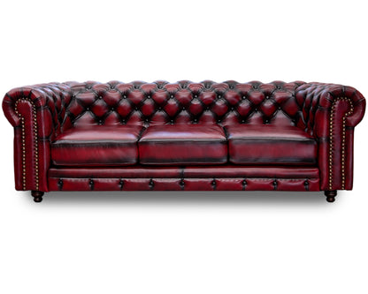Sofá de de Piel Genuina 100%, Mod. Chesterfield Deslavado