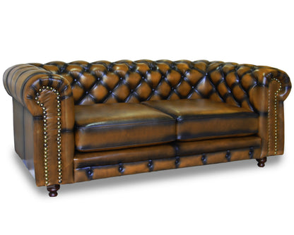 Love Seat de de Piel Genuina 100%, Mod. Chesterfield Deslavado