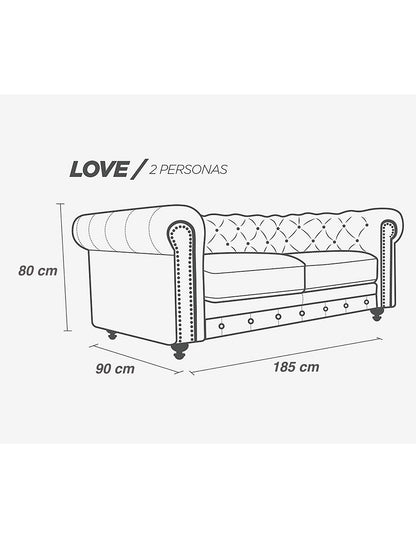 Love Seat Tela de Velvet,  Mod. Chesterfield, 2 Plazas