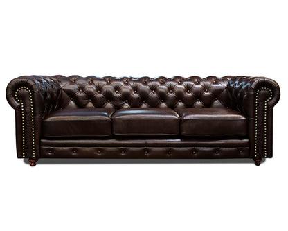 Sala de Piel Genuina 100% Sofá y Love Seat, Mod. Chesterfield, dos piezas, 5 plazas.