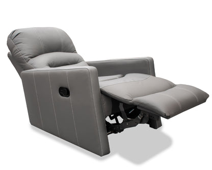 Sillón Individual Reclinable de Piel Genuina Mod. Charly 3 posiciones, acción mecánica.