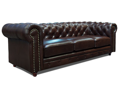Sala de Piel Genuina 100% Sofá y Love Seat, Mod. Chesterfield, dos piezas, 5 plazas.