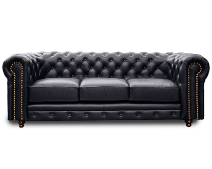 Sala de Piel Genuina Sofá y Love Seat, Mod. Chesterfield, dos piezas, 5 plazas.