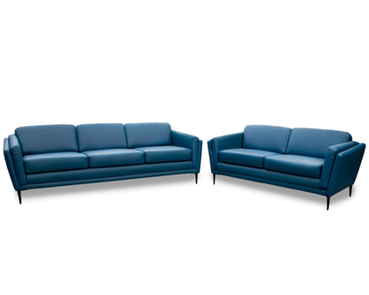 Sala de Piel Genuina Sofá y Love Seat, Mod. Viggo, dos piezas, 5 plazas.
