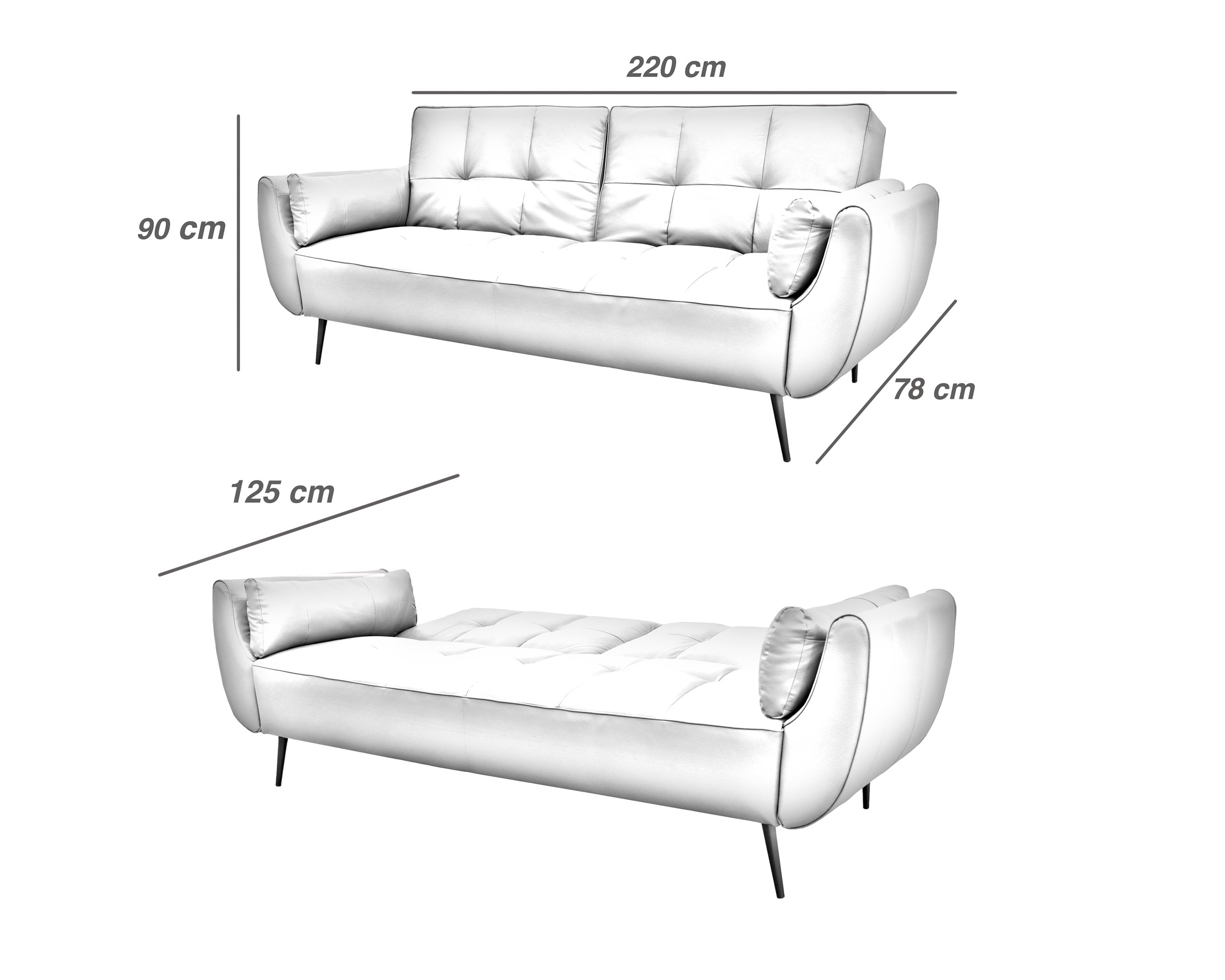 Sofá Cama de Piel Genuina Mod. Toronto 3 plazas