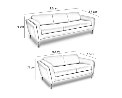 Sala de Piel Genuina Sofá y Love Seat, Mod. Viggo, dos piezas, 5 plazas.